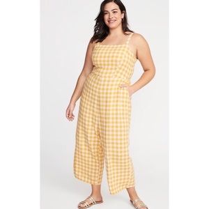 Old navy plus yellow gingham jumpsuit